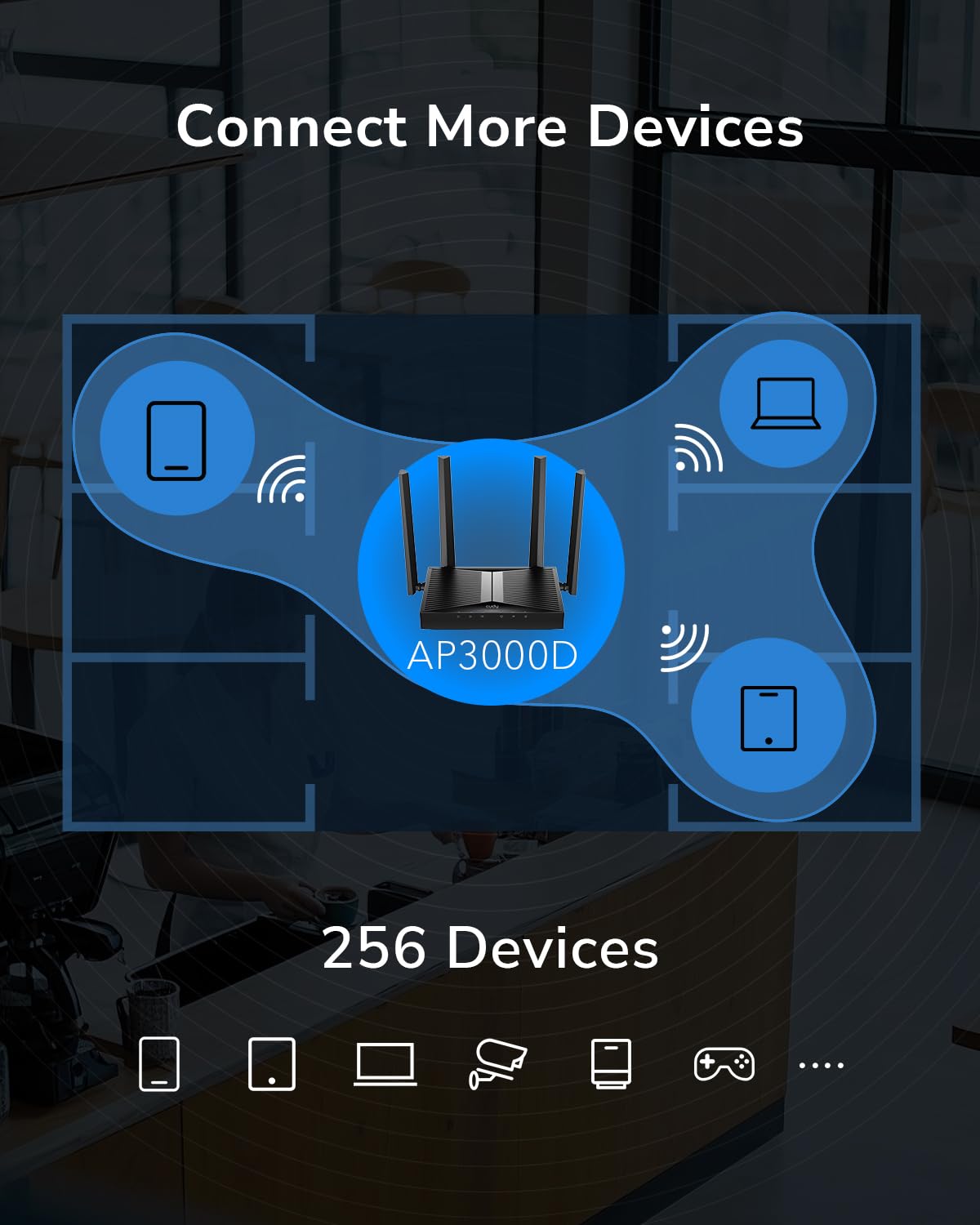 Cudy AP3000D WiFi 6 AX3000 Point d'accès Gigabit sans fil de bureau, pont Wi-Fi, formation de faisceaux, prend en charge plusieurs SSID, 4 antennes fixes, 802.3at/af ou PoE passif et alimentation 12 V