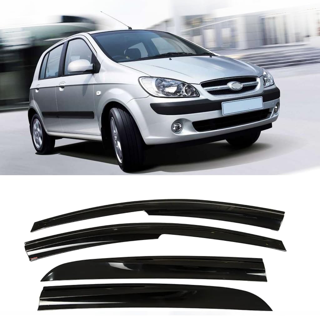 for Hyundai Getz 2002 2003 2004 2005 2006 2007 2008 2009 2010 2011 Wind Deflector Car Side Window Visor Vent Shade Rain Guard Bright Black 4pcs
