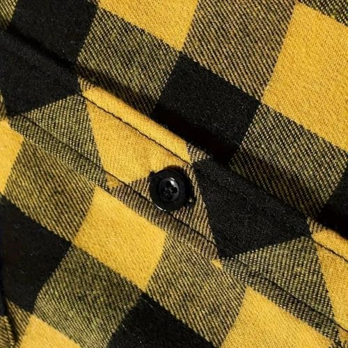 Xiaojmake Mens Flannel Hoodie Jackets Casual Button Down Plaid Shackets Stylish Long Sleeve Hooded Shirts with Pockets 6