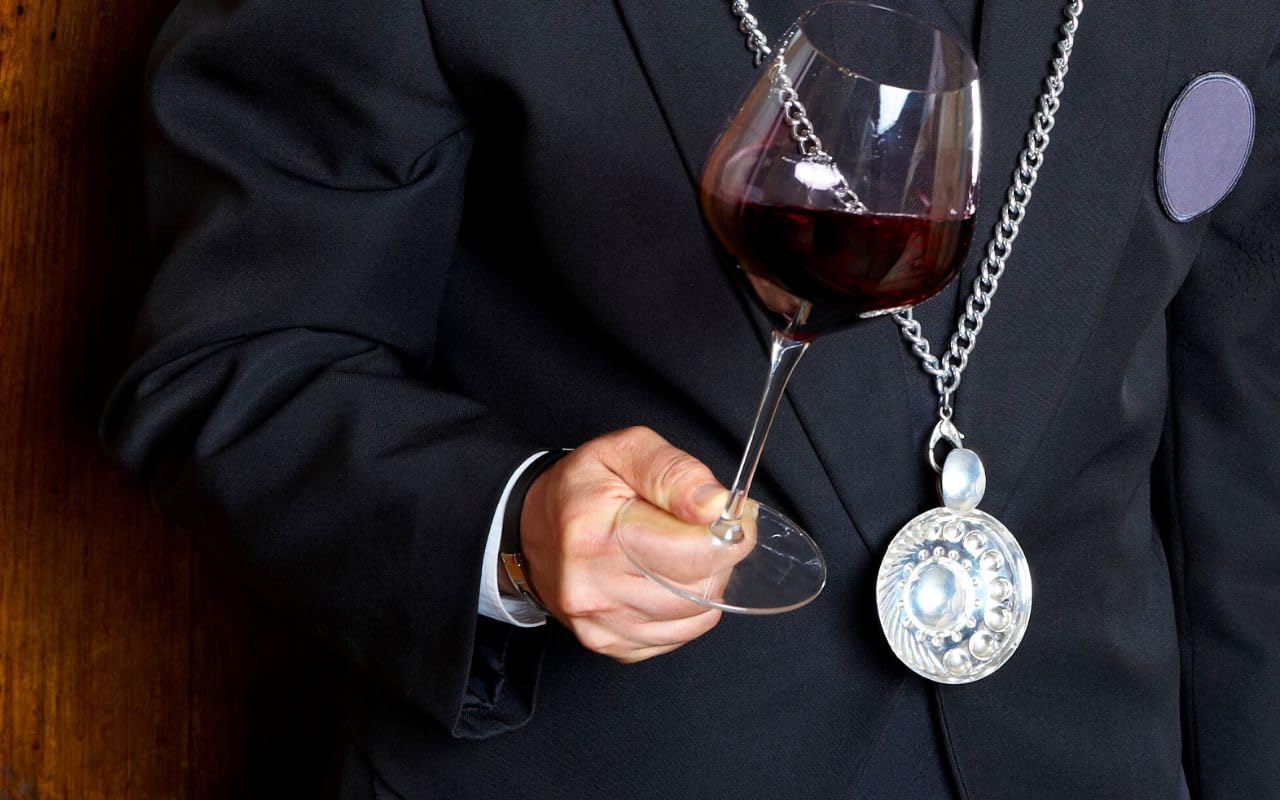 Euposia - Tastevin Sommelier Professionale - Kit Cromo - Conf. Completa di Catena appendicollo, Pochette Protettiva, Cavatappi Sommelier e Accessori
