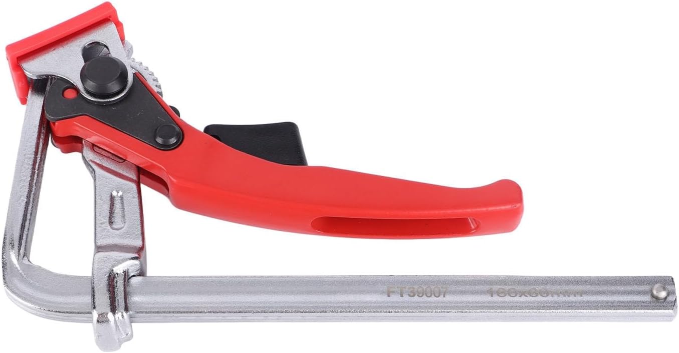 Walfront Ratcheting Table Clamp, Aluminium Alloy Quick Release Lever Clamp, 160 mm Opening, Red
