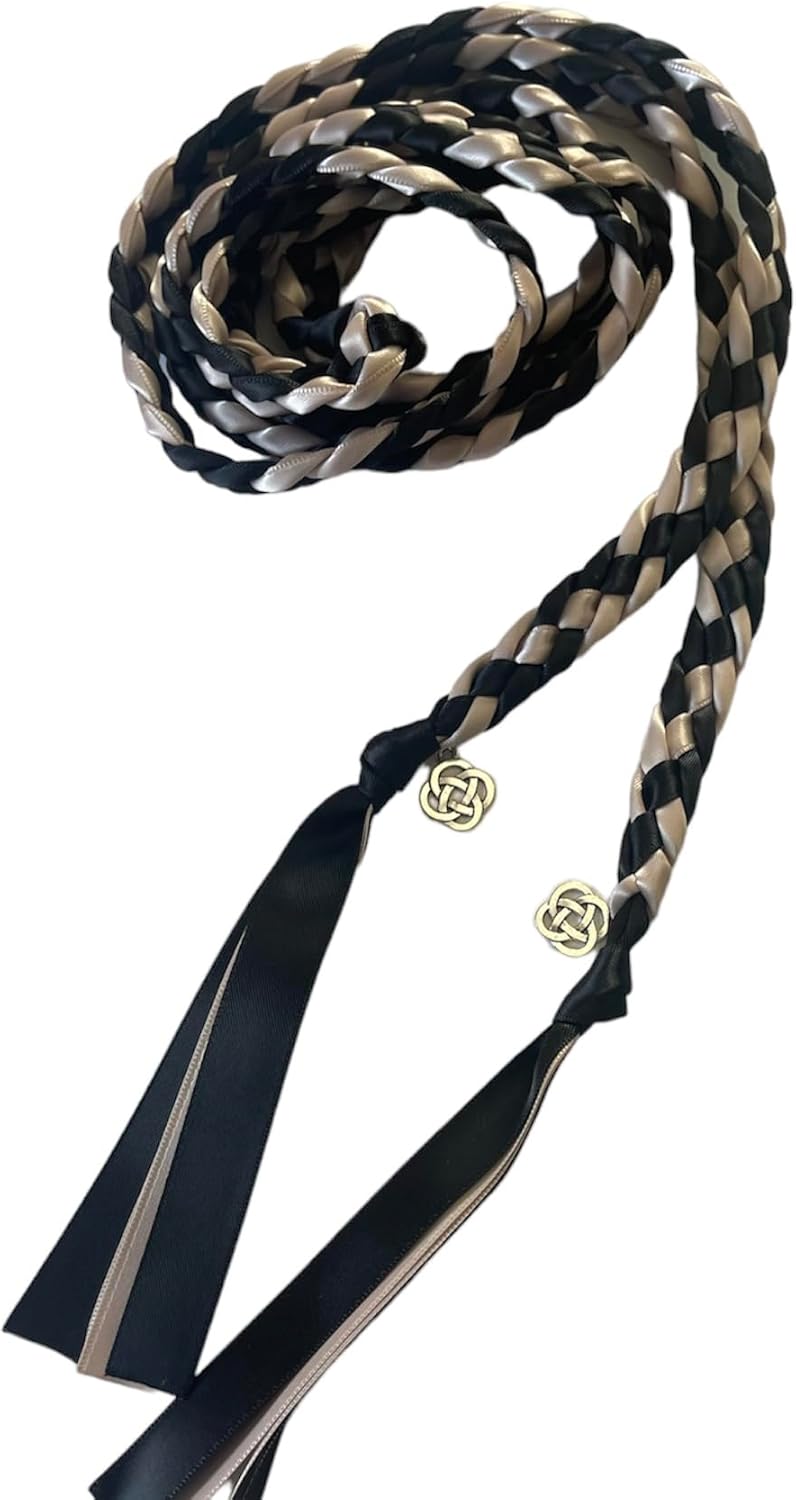 Black and Champagne Handfasting Cord with Celtic Knot- Braided Together- Ceremony- Rope- Cord- Wedding
