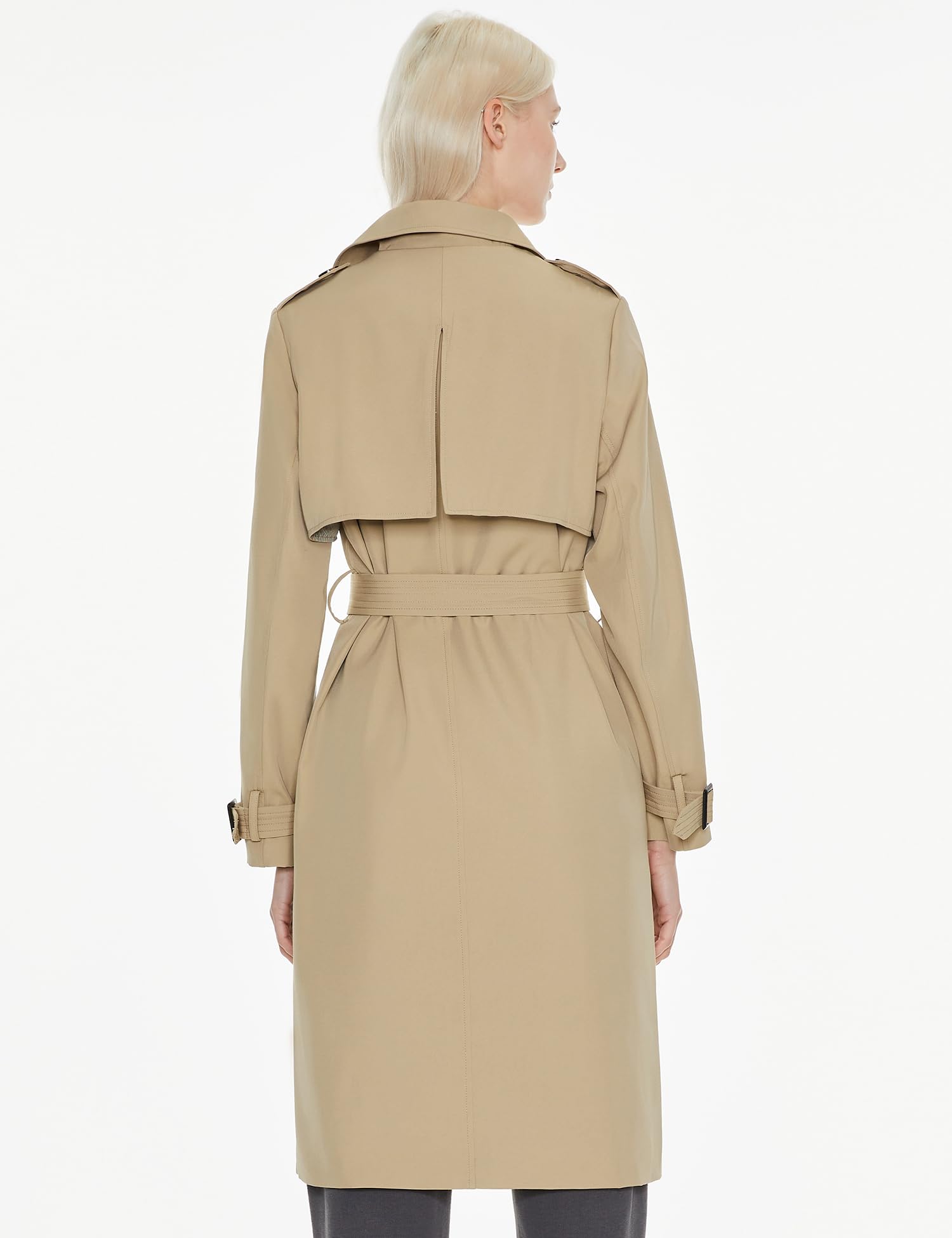 Orolay Damen-Trenchcoat Lang Zweireihig Klassischer Reversmantel mit Gürtel