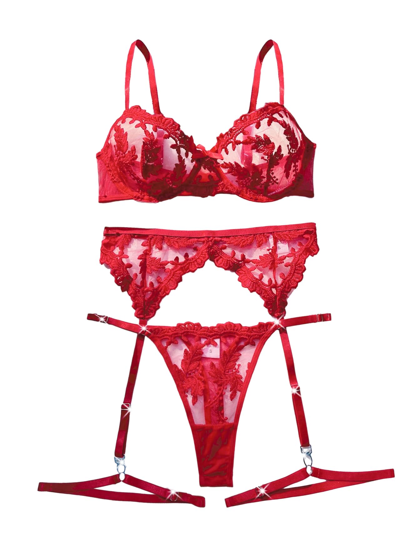 Lilosy Sexy Lingerie Set 3 Piece Women Outfit Bra and Panty