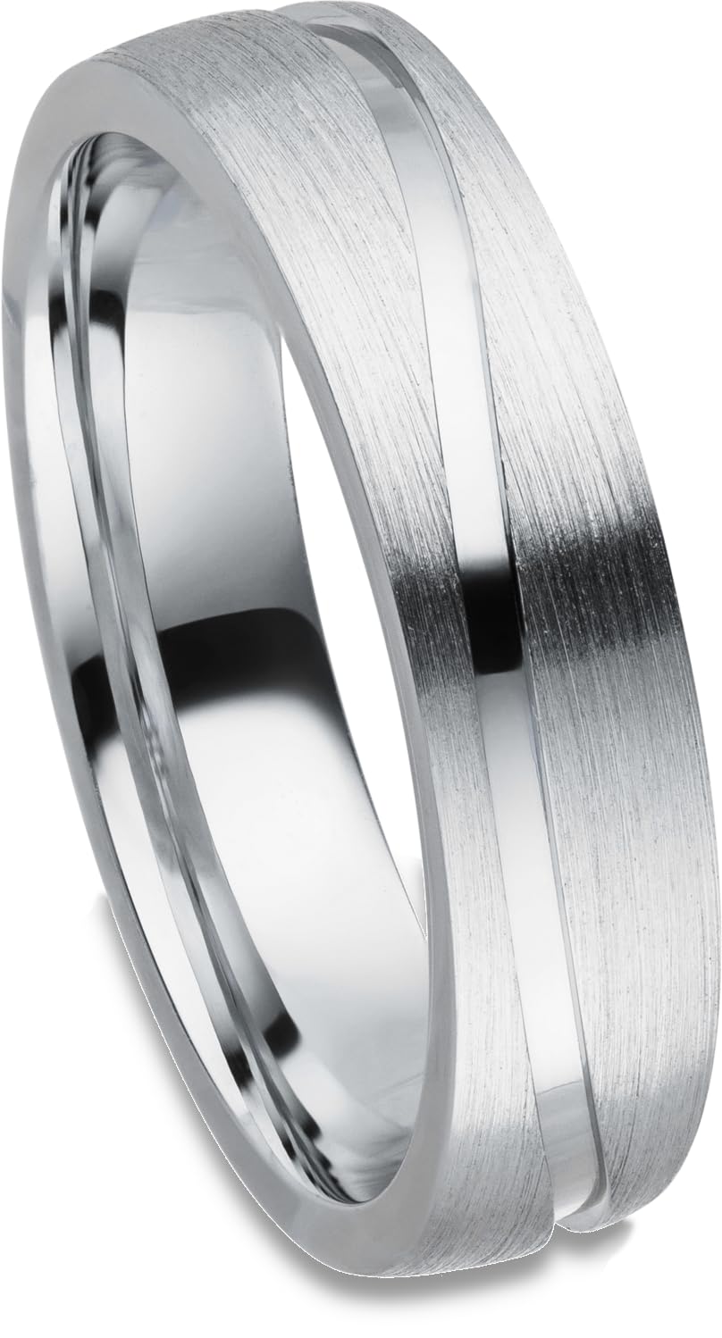 Kolibri Rings Eheringe Paarpreis | Wellenfuge 925 Silber Rhodiniert Kanalfassung | Partnerringe 5,5 mm + 11 Zirkonia Längsmatt | Trauringe Made in Germany | Gratis Gravur + Etui