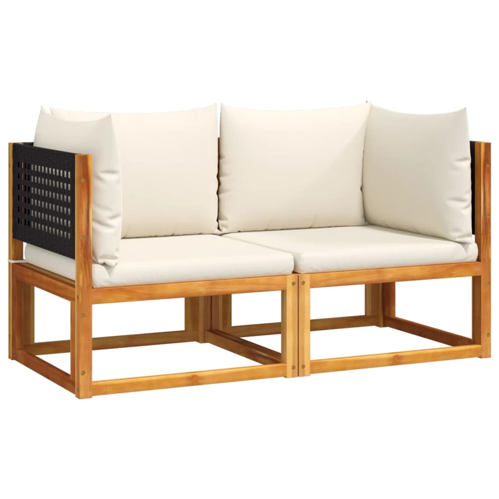 Gecheer Sofás esquineros de jardín, exterior, par, terraza, salón de jardín, salón de exterior, con cojines de 2 unidades, madera maciza de acacia R3070