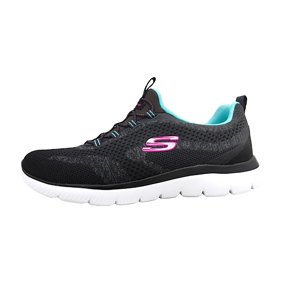 Skechers Women's Summits New Nature Trainers, Black Knit/Pink & Aqua Trim, 4 UK