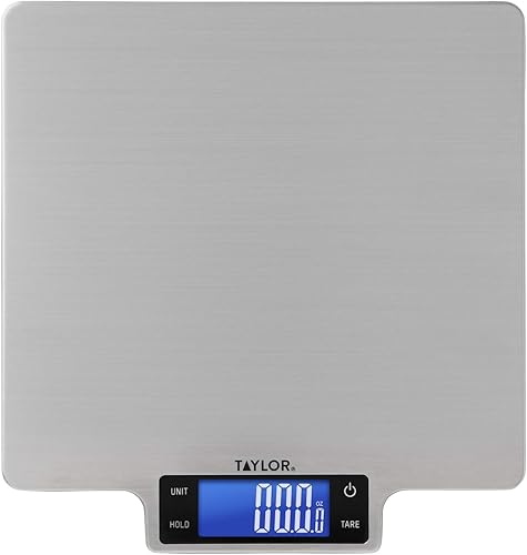 Taylor Precision Products 22lb Ultra-Precise Digital Stainless Steel Household Kitchen Scale, One, Silver