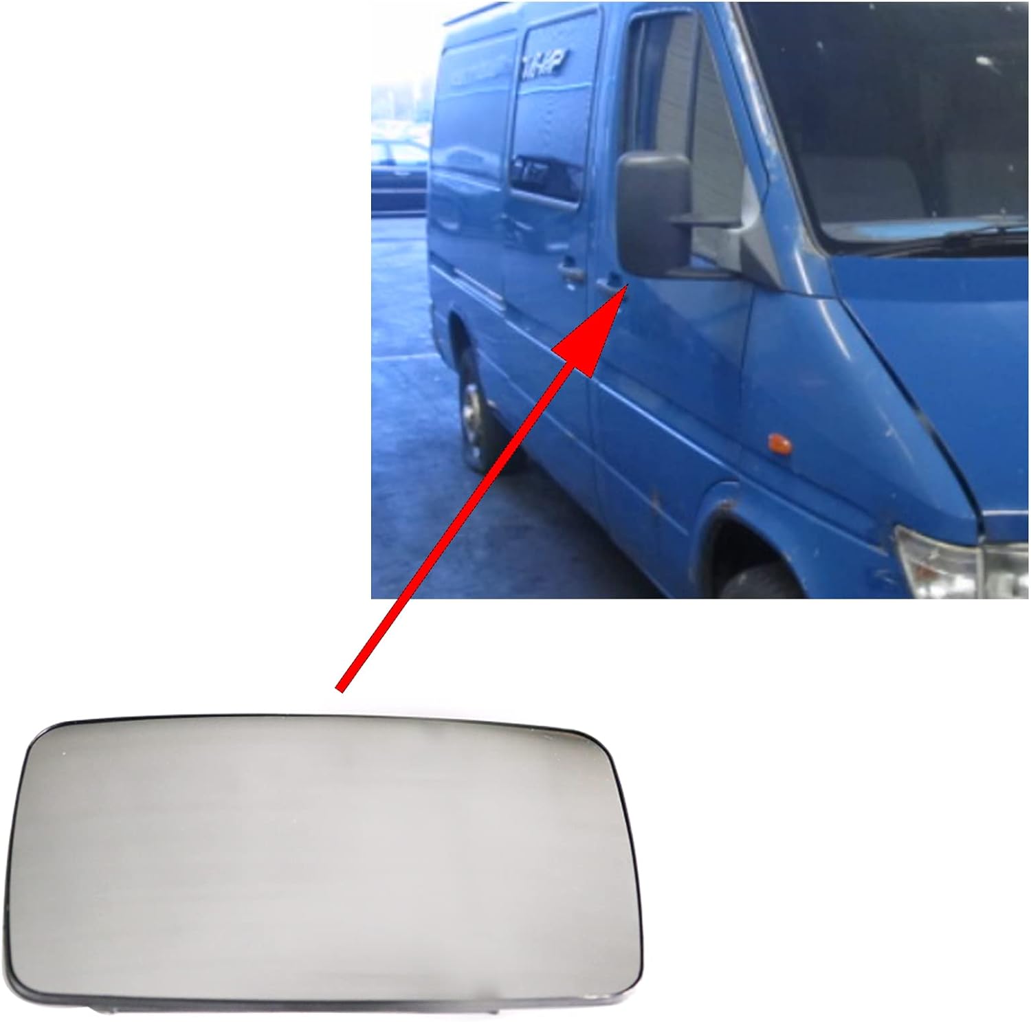 MP&PV Outside Mirror Glass Non-heated Side Mirror Backing Plate Right Compatible with Mercedes-Benz Sprinter W901 W902 W903 W904 1995-2006 (Right)