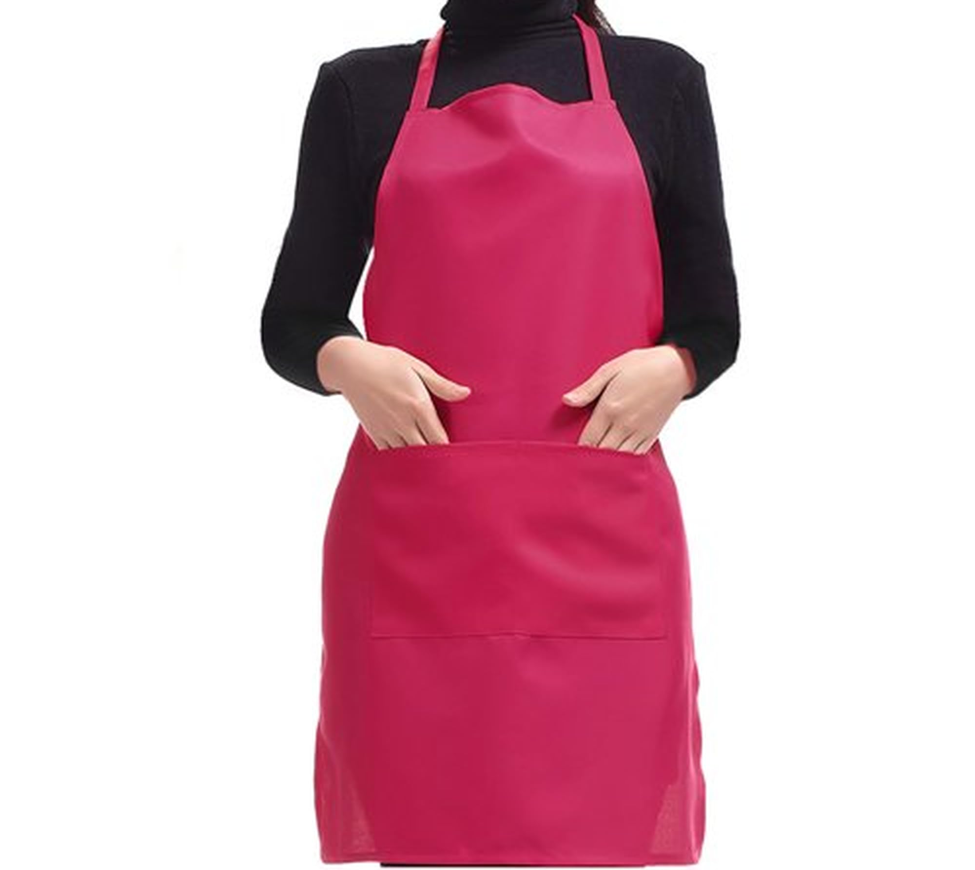 Accessotech Plain Apron with Front Pocket for Chefs Butchers Kitchen Cooking Craft UK Baking Pink