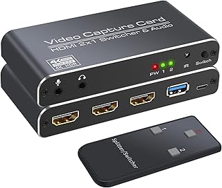 HDMI Audio Video Capture Card, LiNKFOR HDMI to USB 3.0 Capture Card for Live Streaming, 4K 60FPS Game Capture HDMI Loop-Out | MIC Input | Audio Output | IR Remote Support Windows 7 8 10 Linux Mac OS