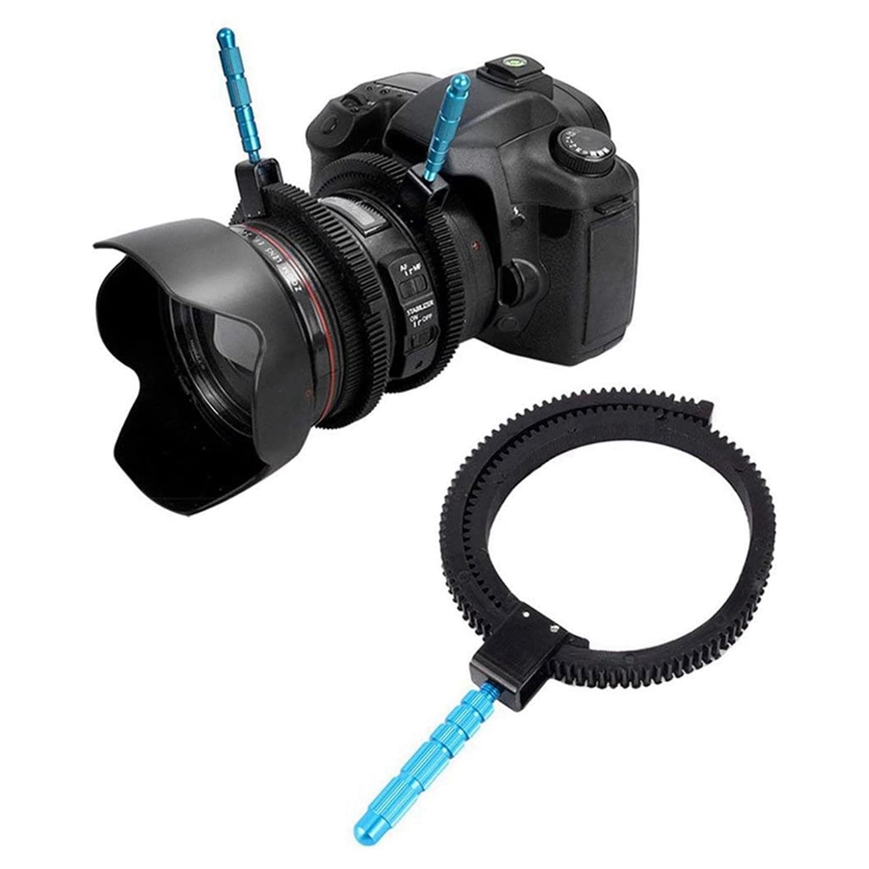 Anello di messa a fuoco 2x, anello zoom zoom ingranaggio messa a fuoco con manico in lega di alluminio compatibile per fotocamere reflex digitali