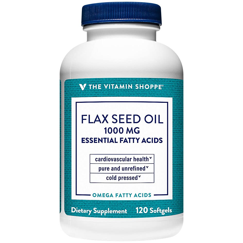 The Vitamin Shoppe Certified Organic Flax Seed Oil 1,000MG, (120 Softgels) 120 Count (Pack of 1)