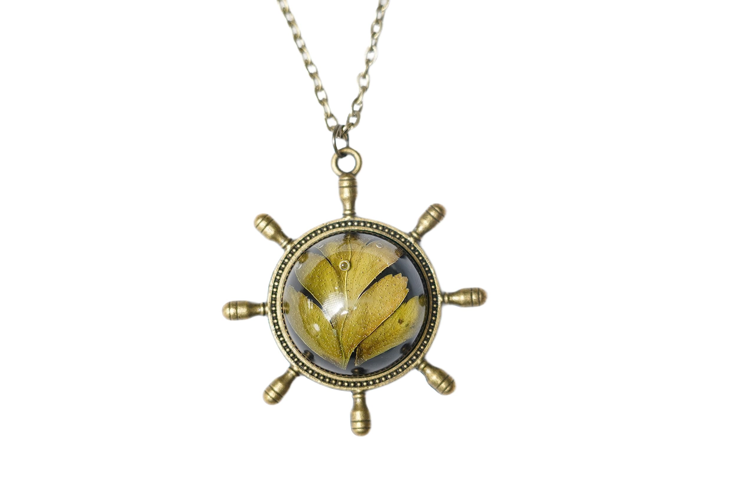 UniQ CreationPreseved floral resin Necklace for the gift, Ladies, All Flower resin Necklace with Real Leaf - Design 3 Gift For Women