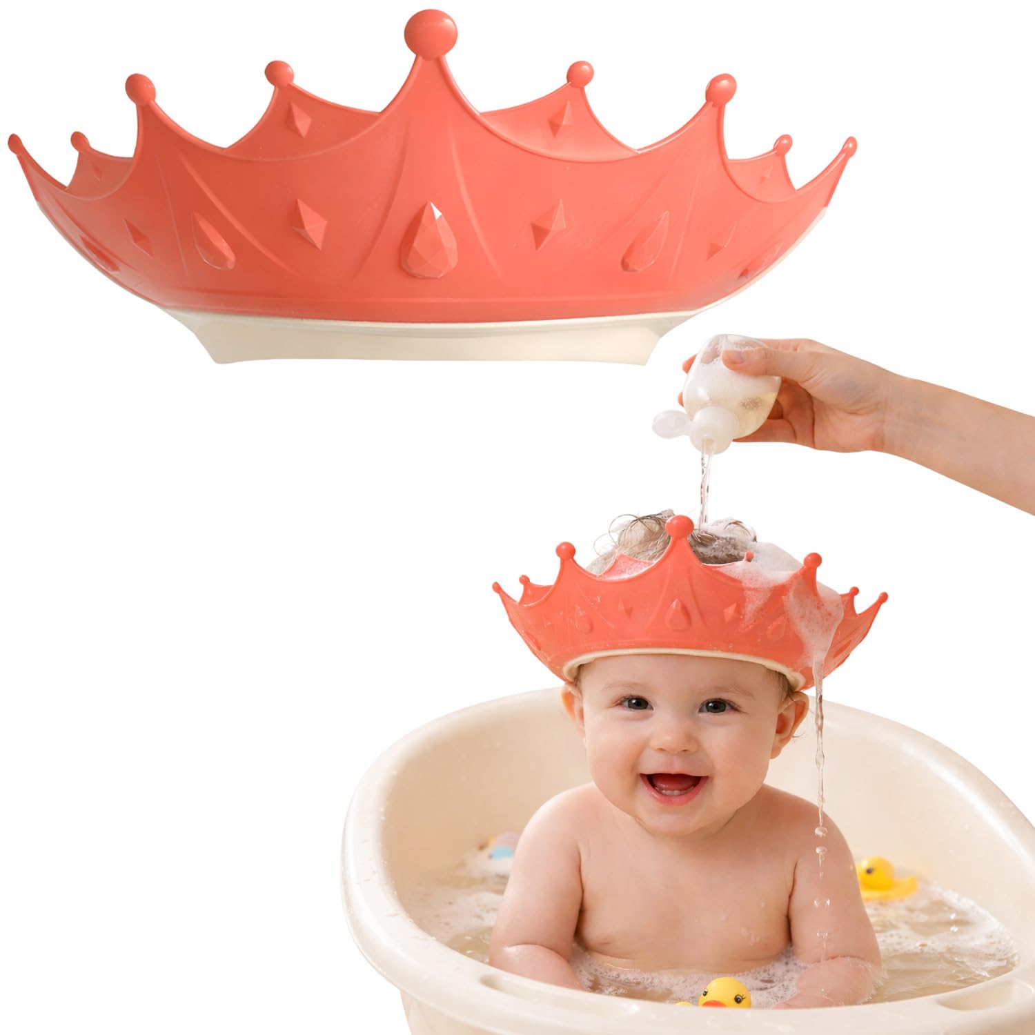 SYGA Baby Shampoo Shower Bathing Protection Bath Soft Cap Soft Adjustable Visor Hat for Toddler, Baby, Kids, Children(KentingRed)-image-46