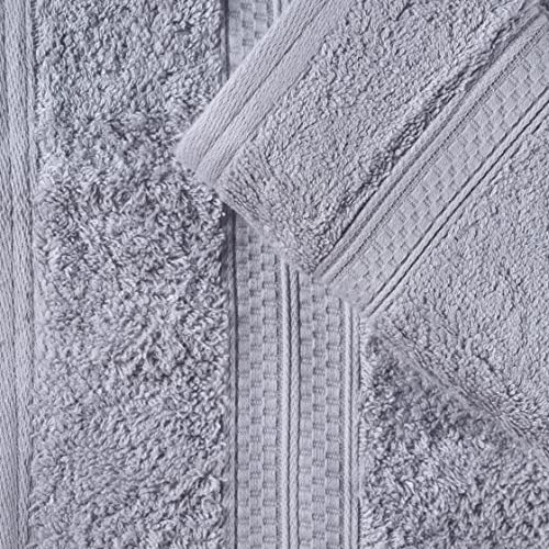 Superior Towel Set, Rayon From Bamboo Cotton Blend, Ideal For Bathroom, Guest Bathroom, And Beach, Includes; 8 Pieces, Face/Washcloths, Hand Towels, Bath Towels, Chrome #TOP2