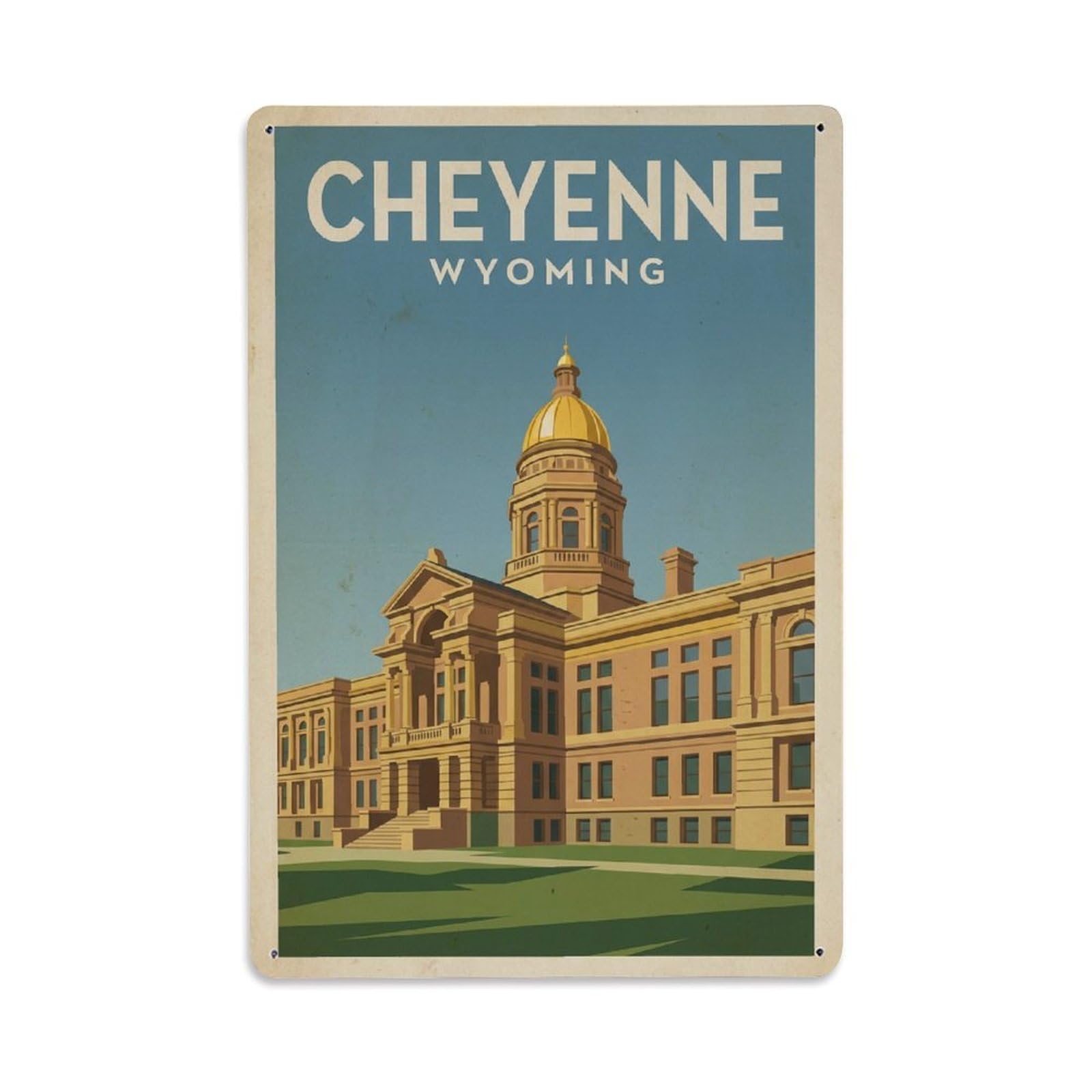 Xanthor Style Retro Travel Usa Cheyenne Metal Tin Sign