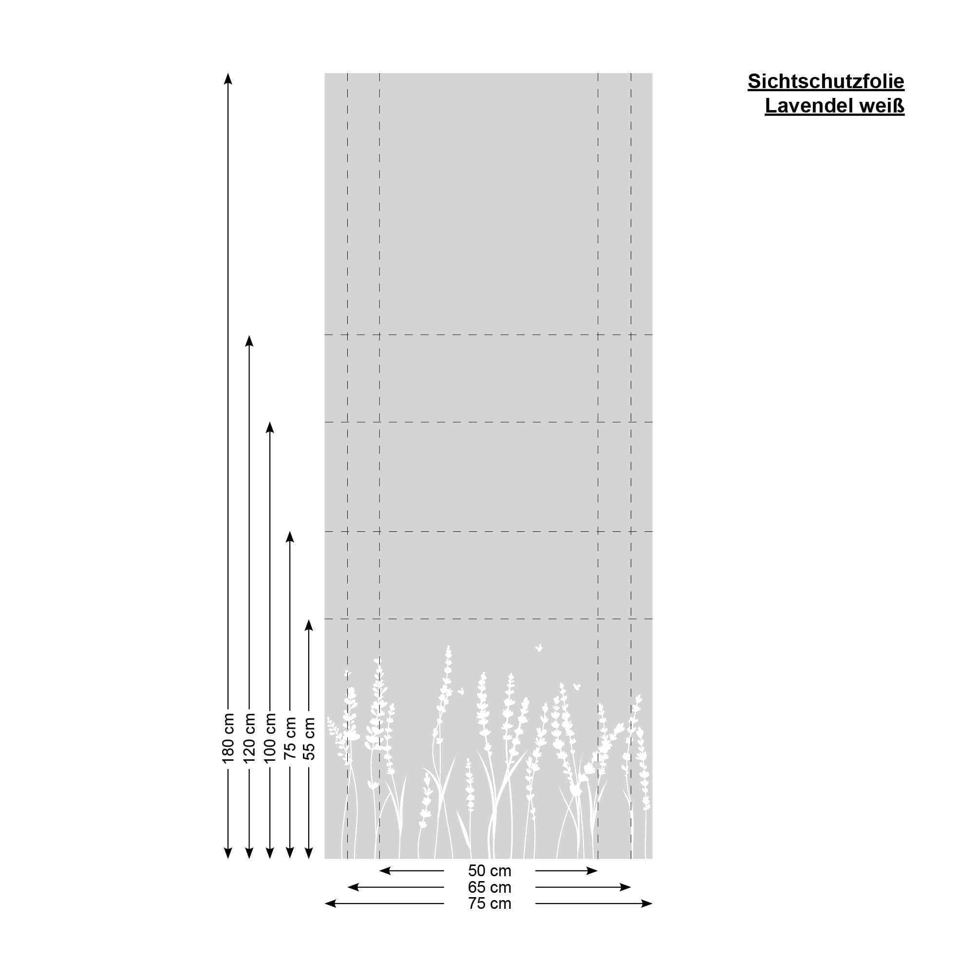 Sichtschutzfolie Lavendel Florale Fensterfolie Fensterdeko Milchglasfolie Wiederverwendbar Sichtschutz, 75 cm hoch, 110 cm breit