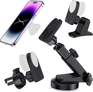 Car Phone Holder for Collapsible Grip/Socket Mount,3 in 1 Air Vent Car Mount,Dashboard Sticker Holder,Suction Cup Phone Holder,Socket Grip Fits All Smartphone,Used On Car, Home,Office