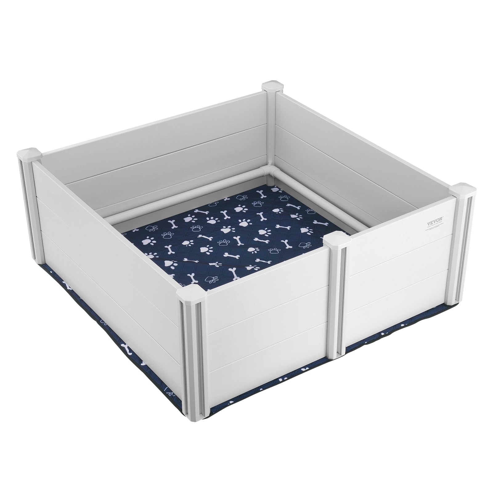 VEVOR Whelping Box for Dogs, 48 x 48 x 18.1in Whelping Box for Puppies, Whelping Pen for Puppies, Dog Birthing Box with Rails and Washable Pee Pad, Whelping Box for Large Breed Dogs, White