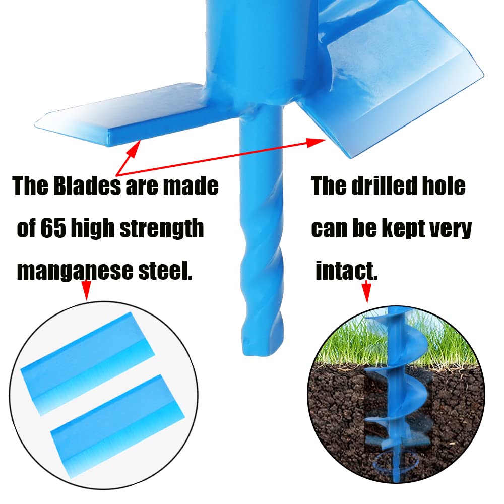 16" x 4" Upgraded Auger Drill Bit with Sharp Thickended Blades and Tungsten Steel Cemented Carbide - Ice Augers for Ice Fishing Intensive Blades for Planting for 3/8" Hex Drive Drill - - 