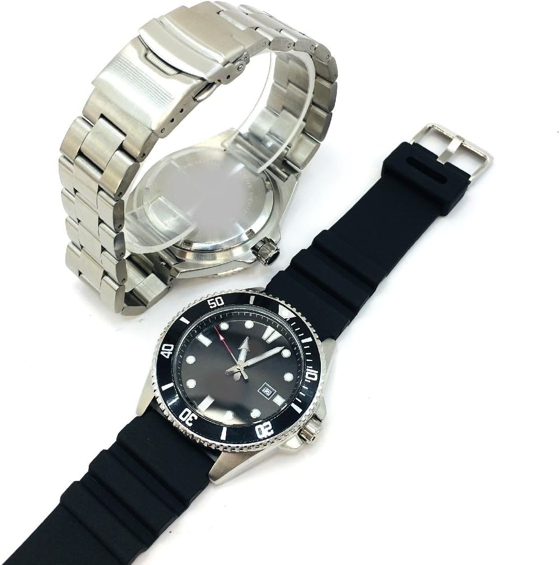 Pack of 2 Watch Bands Compatible With Duro MDV106 and MDV107, Stainless Steel Replacement Bracelet and Diver's Style Rubber Strap. Fits All MDV-106 MDV106D MDV-107 MDV-107D MDV106G MTD-1079 MTD-1080