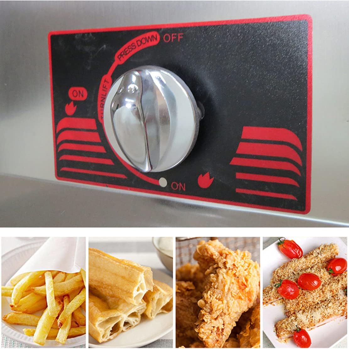 Commercial Deep Fryer, Countertop Gas Fryer, Adjustable Temperature Control, Suitable for French Fries, Chicken Wings (Singlepot)