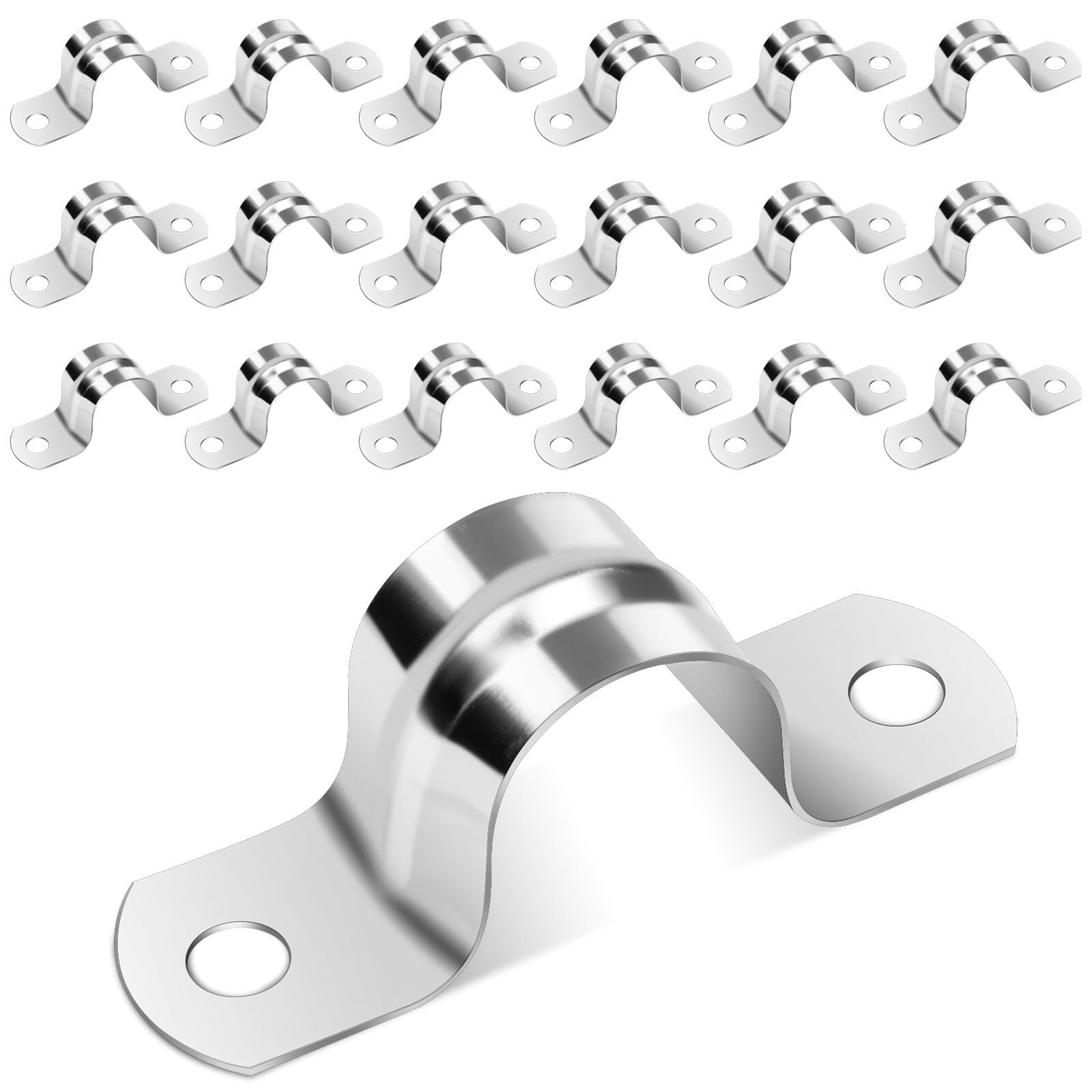 20 Pezzi Fascette per Tubi in Acciaio Inossidabile 25mm, Morsetti a U per Installazione Sicura(10pcs,80mm)