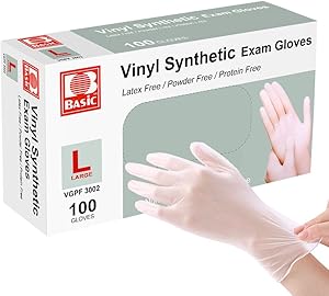 squish Disposable Gloves,Clear Vinyl Gloves Latex Free Powder-Free Glove Cleaning Health Gloves for Kitchen Cooking Cleaning Food Handling, 100PCS/Box, Large
