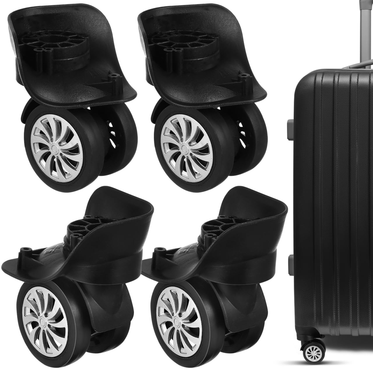 Veemoon 4 Pièces Roue Universelle Roues De Meubles Roues De Bagages Roulettes Meubles Roulettes À Plaque Pivotante Remplacement Des Bagages Roue Valise Universelle Pièces