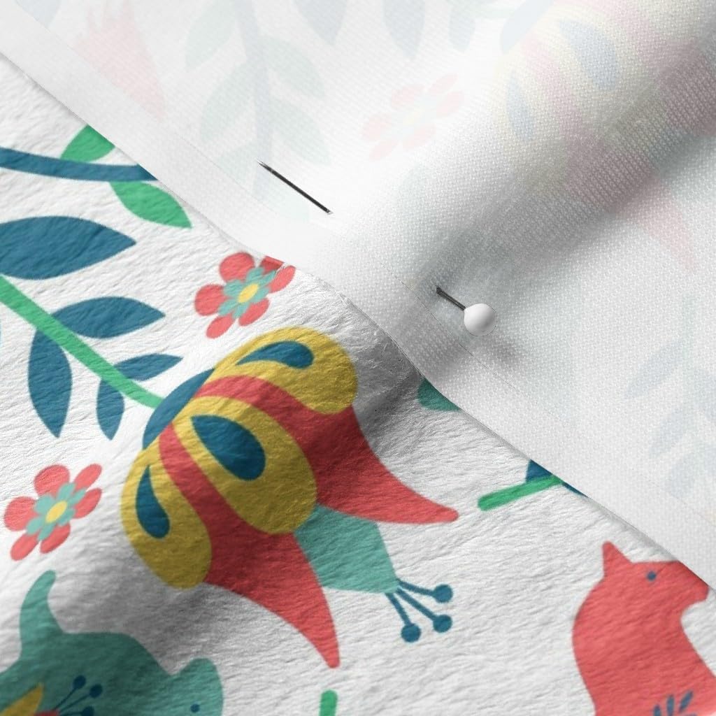 Spoonflower Fabric - Swedish Folklore Folk Art Dala Horse Scandi Scandinavian Printed on Minky Fabric by The Yard - Sewing Baby Blankets Quilt Backing Plush