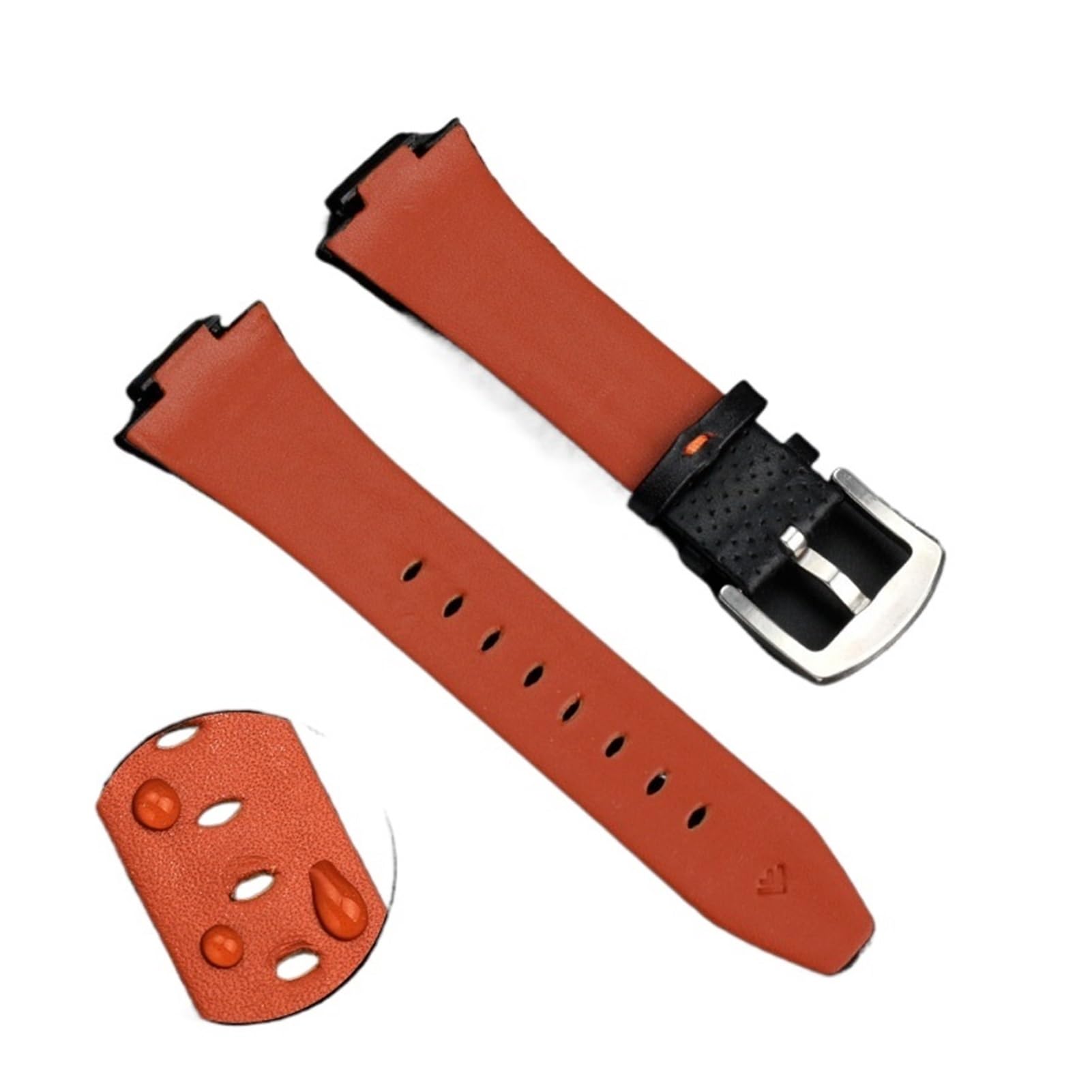 Bracelet en cuir de vachette compatible avec les montres Seiko SNL017 029P2/021P1 SNA595 7L22-0AE0 Sportura Series, 27 x 15 mm