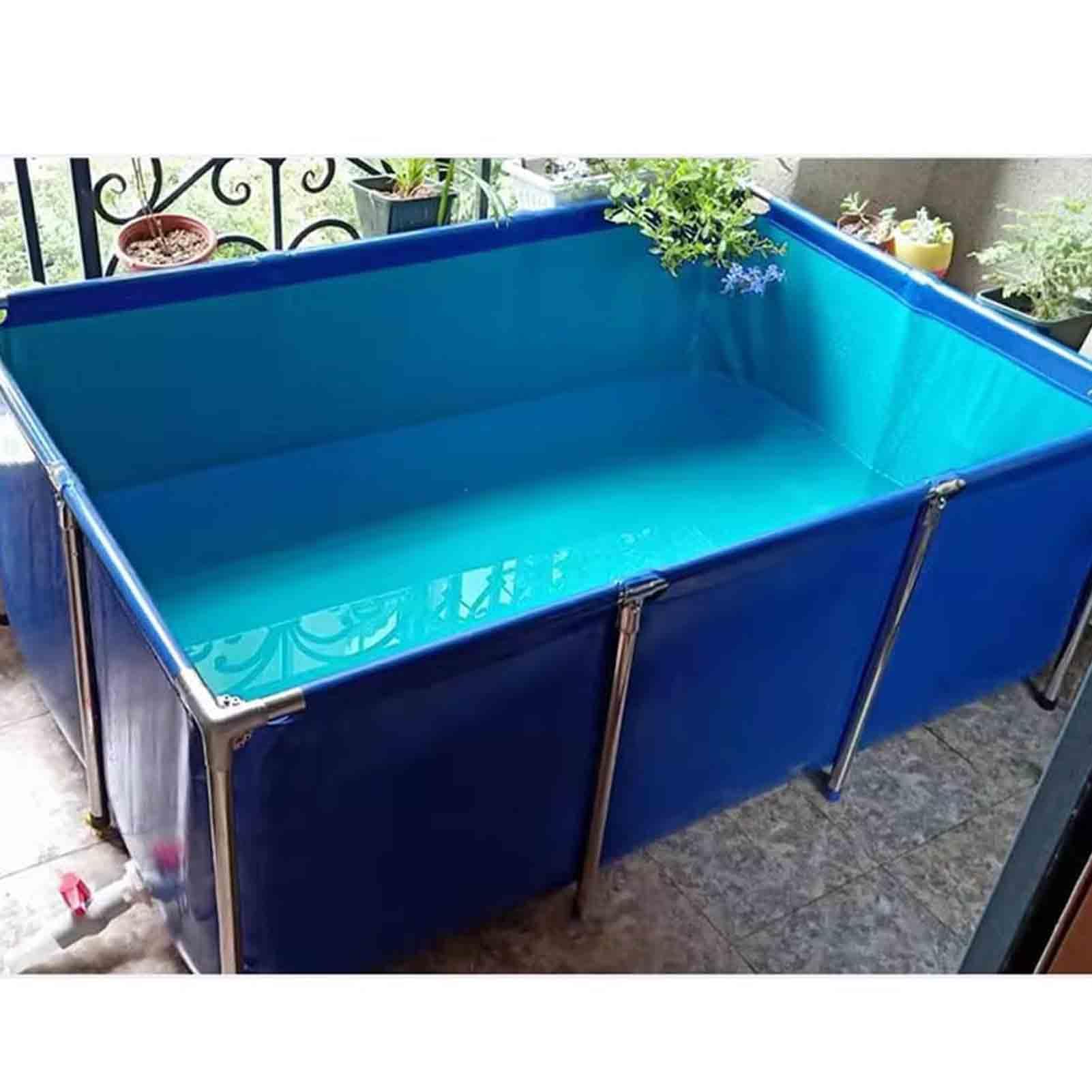Laghetto per koi fuori terra con telaio in acciaio, facile da montare, rivestimento in PVC, ideale per riporre l'acqua per pesci Koi e piante acquatiche, dimensioni 120 x 80 x 51 cm