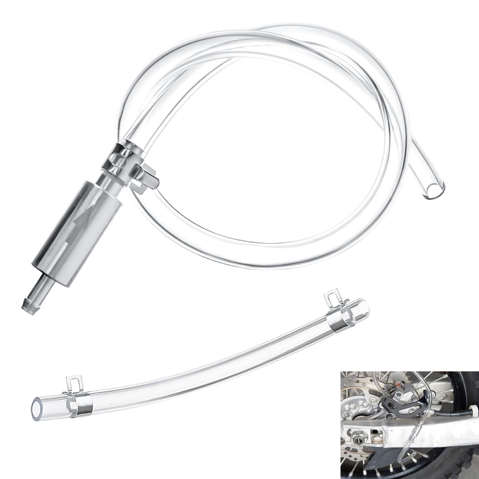 Spurgo Freno Idraulico Moto Universale, Kit per Spurgo Freni Olio con valvola, Tubo Trasparente PVC, Manutenzione Frena Sicura Rapida, Adatto a Veicoli con Freni Idraulici, Facile da Usare e Versatile