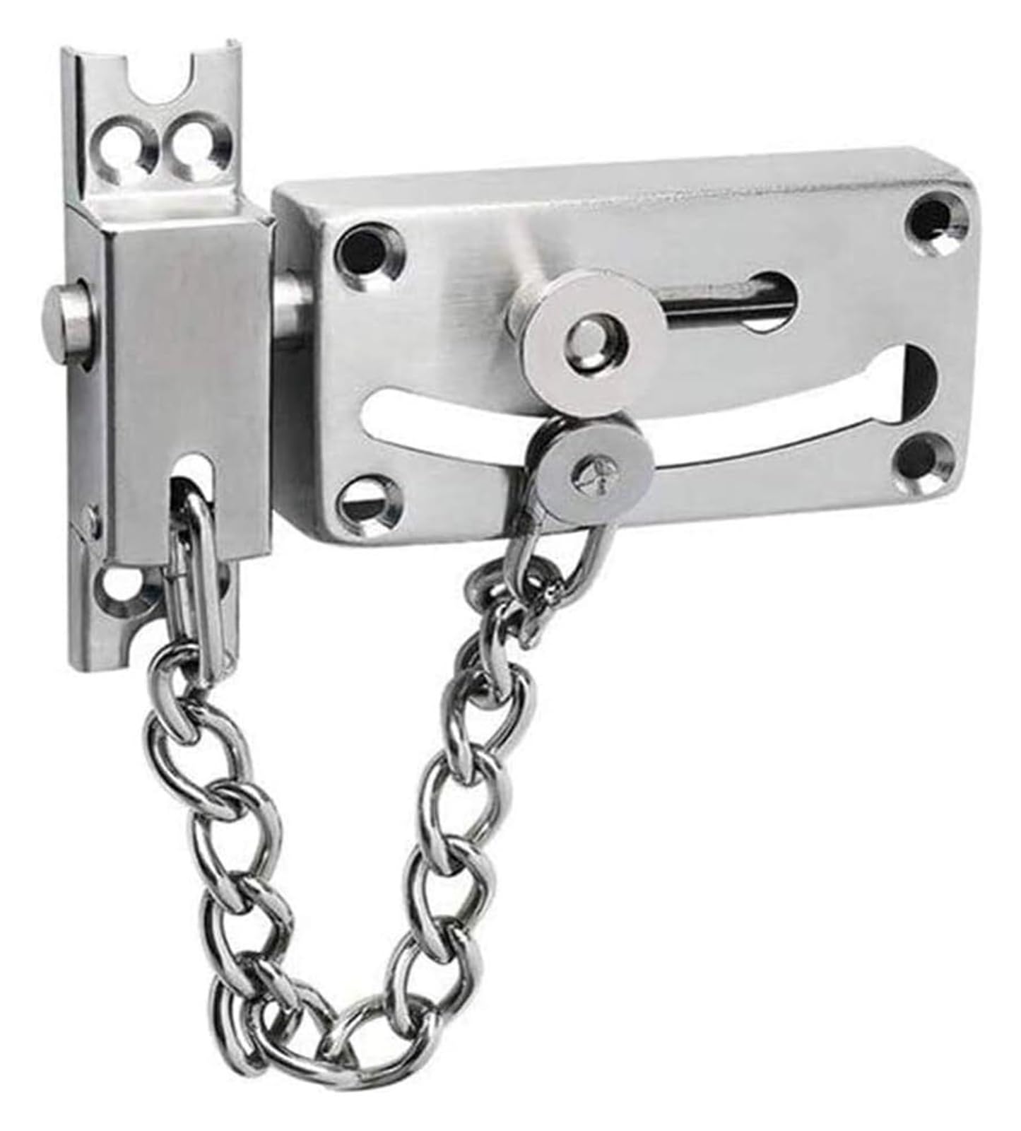 Door Lock Bolt,Slide Bolts Lock，Latches Bolts Slide Bolt Latch Gate Latches Door Lock with -Theft Chain and Spring Lock,Heavy Duty Stainless Steel Brushed Finish