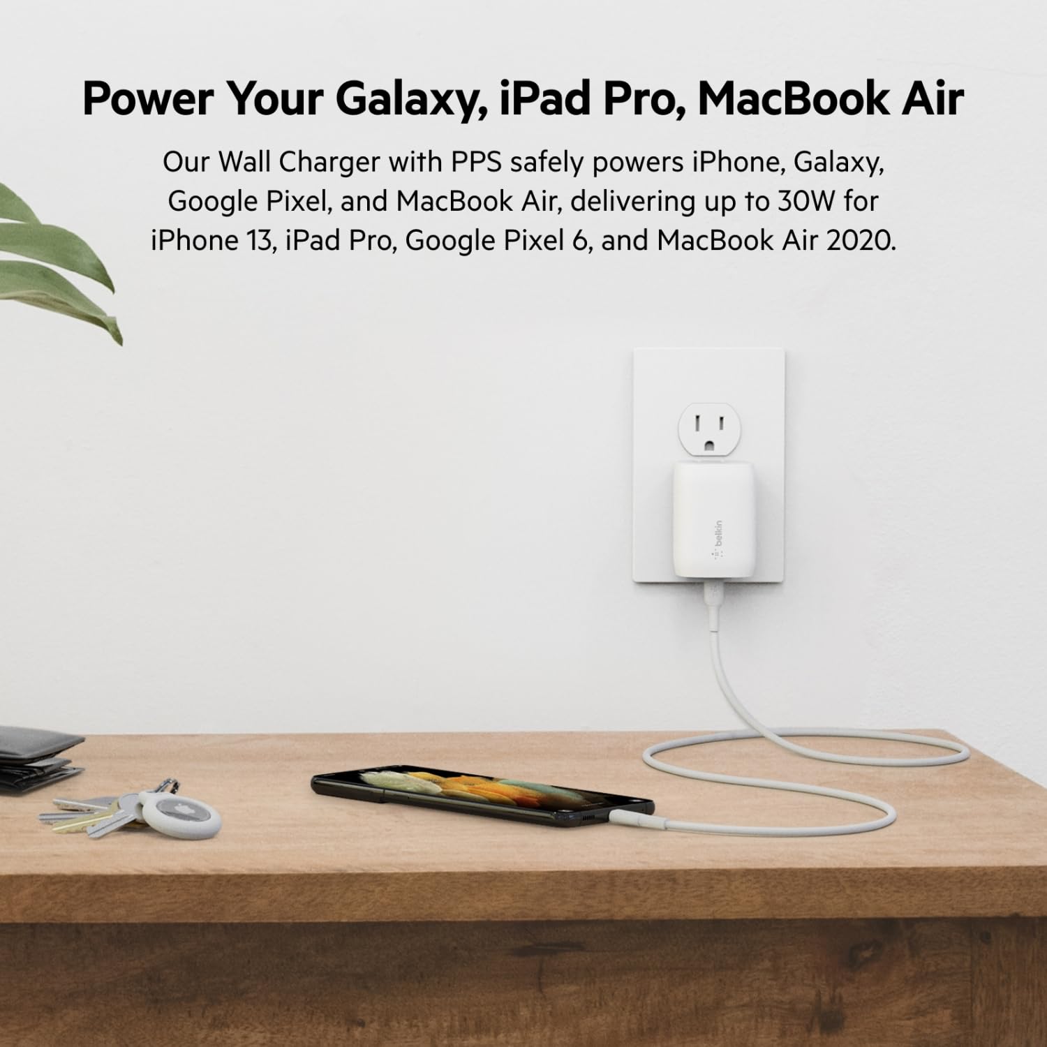 Belkin Caricatore da parete USB C da 30 W con cavo USB-C a Lightning, PPS, PowerDelivery, USB-IF certificato PD 3.0 Ricarica rapida per iPhone 13, Pro, Pro Max, Mini e altro