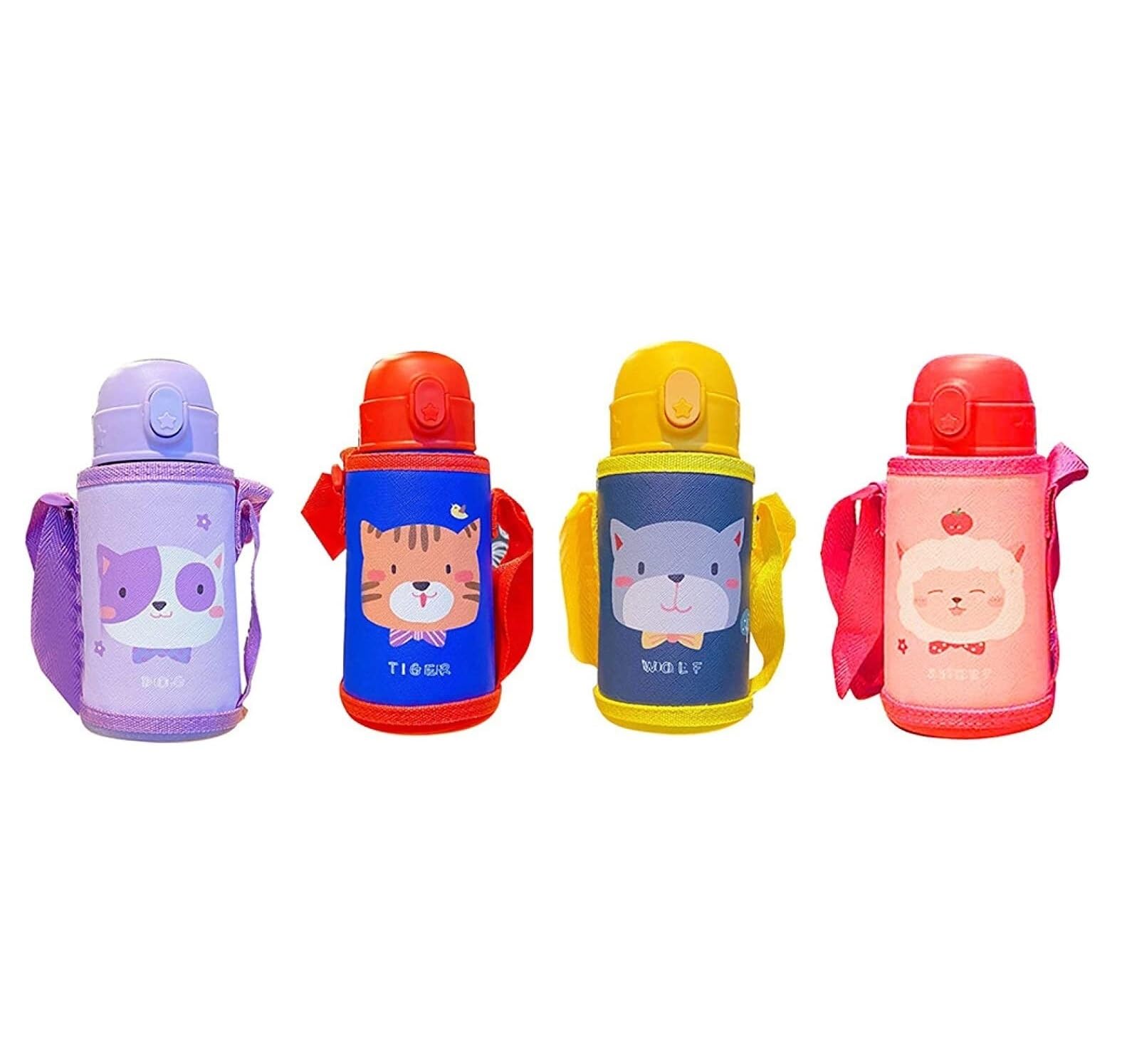 Butelka,Szczelna Outdoor Cute Animal Termos Kubek Kubek Ze Słomką Termiczna Szkoła Odkurzania Ze Stali Nierdzewnej Napoje(Purple)