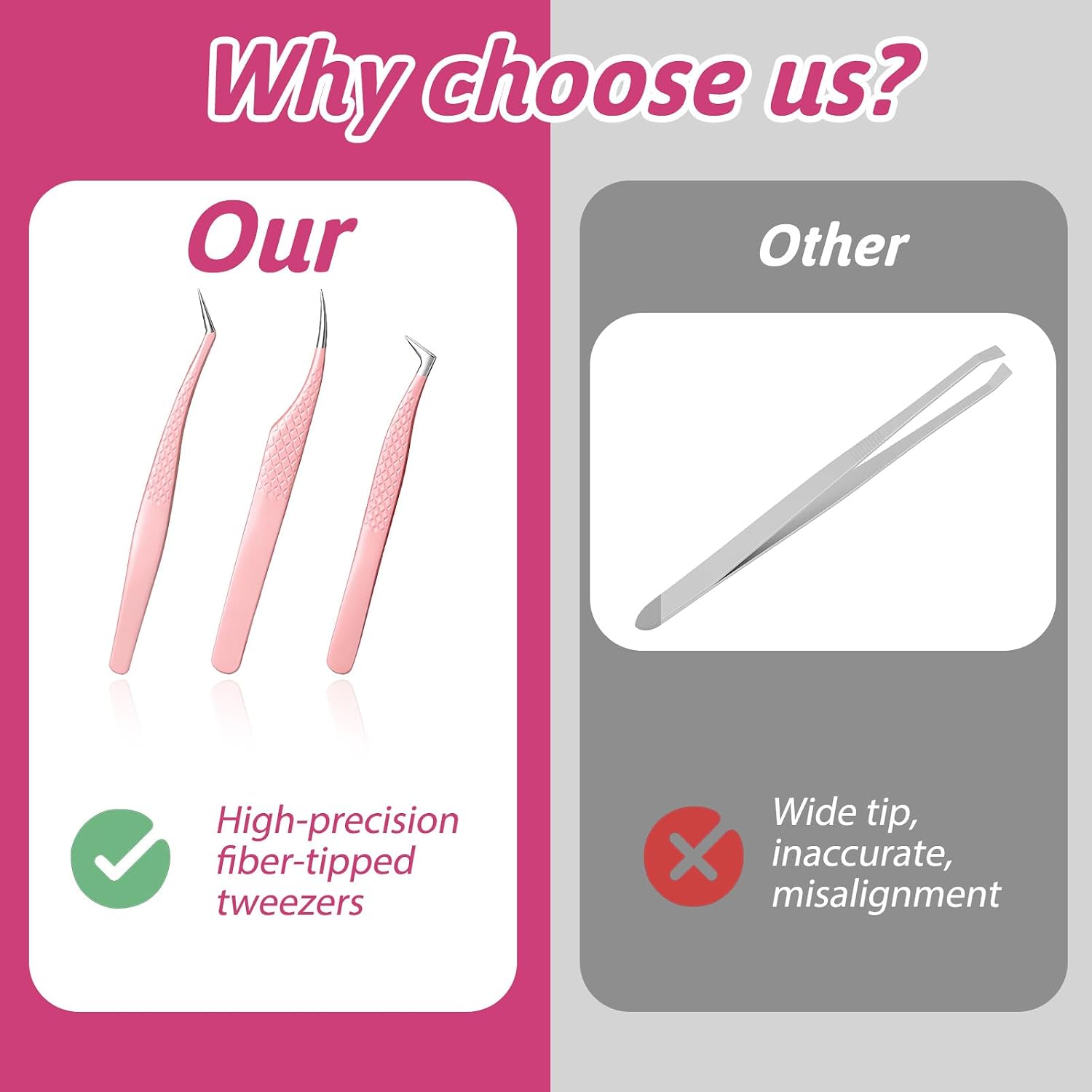 3 Pcs Stainless Steel Eyelash Tweezer Fiber Tip Lash Tweezers Set High Precision Tweezers Kit for Eyelash Extension Contains Isolation Volume Lash & Curved Tweezer for Individual & Volume Lashs