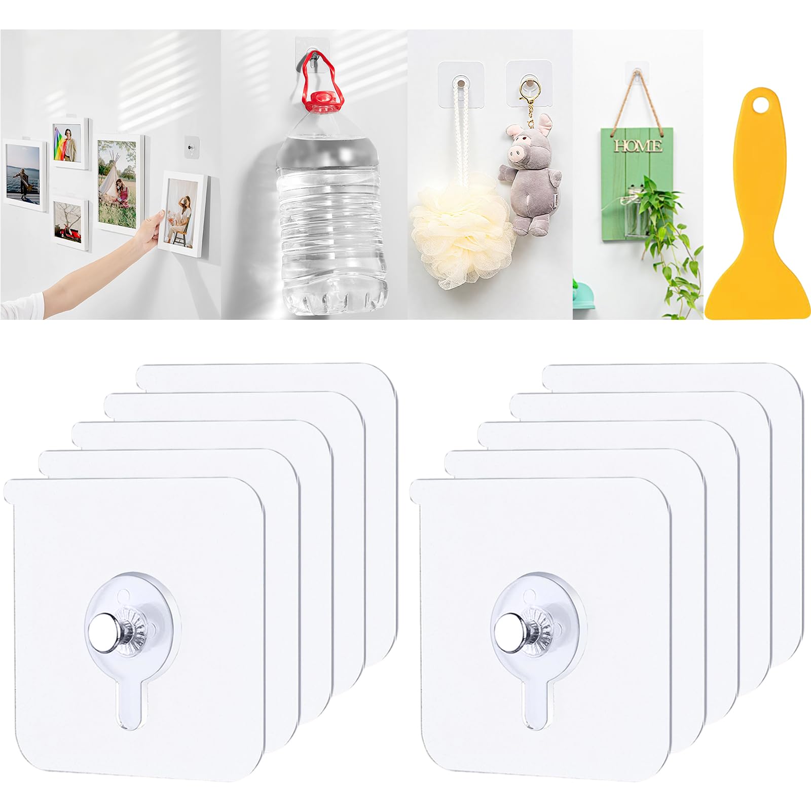 Ganci Adesivi Per Quadri Muro, Appendi Quadri Senza Chiodi Impermeabile Trasparente, Chiodi Adesivi Per Quadri Muro, Appendi Quadri Adesivi Per Foto, Dipinti, Orologio,10