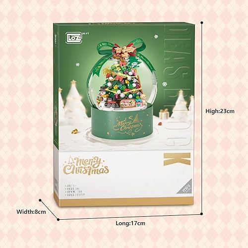 Miniatura 7 de LOZ Mini Blocks 1304 Kit de bloques de construcción de árbol de Navidad, 346 piezas de mini ladrillos modelo de casa con luz, mini ladrillos de