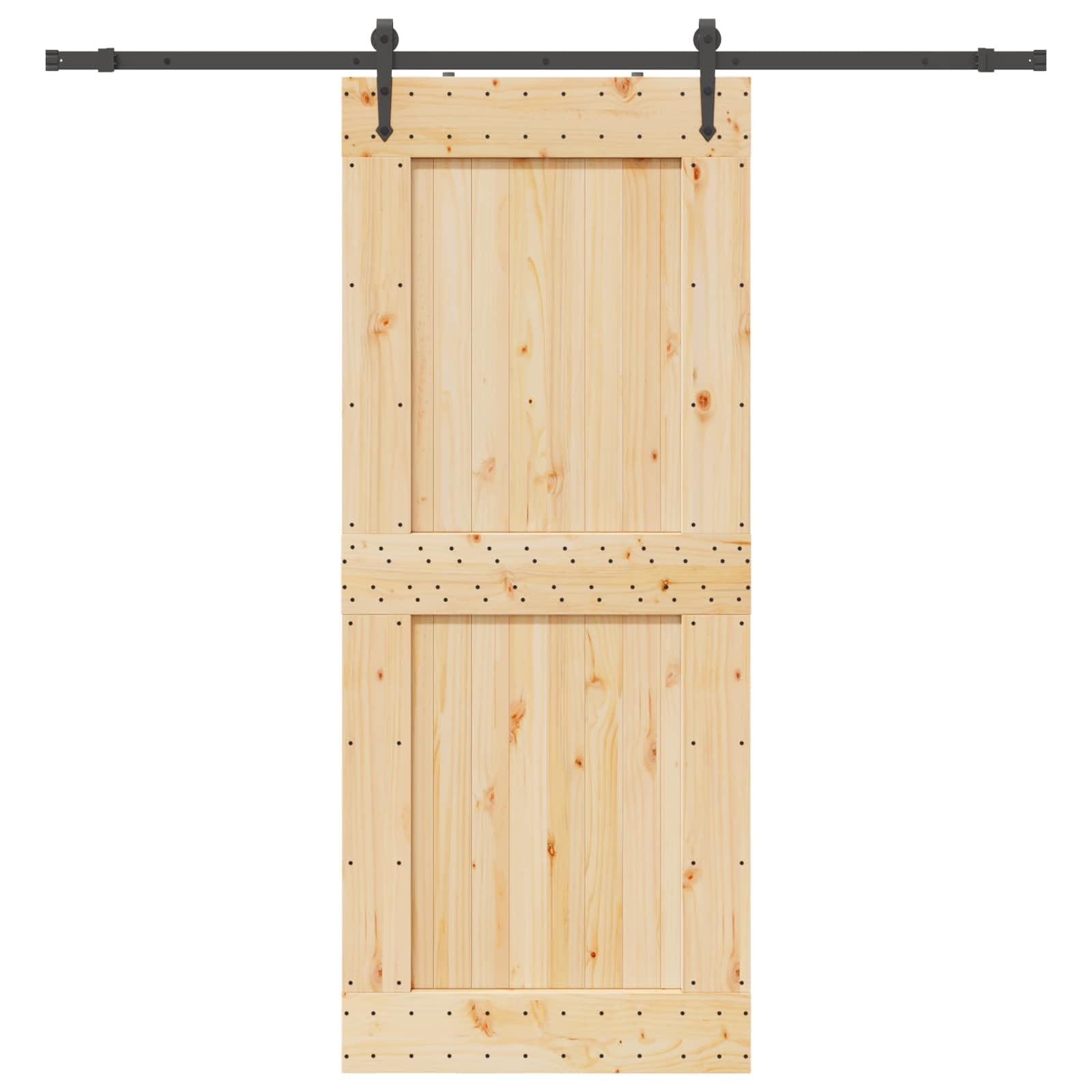 Puerta corredera NARVIK de madera maciza de pino y acero 95 x 210 cm para decoración de viviendas