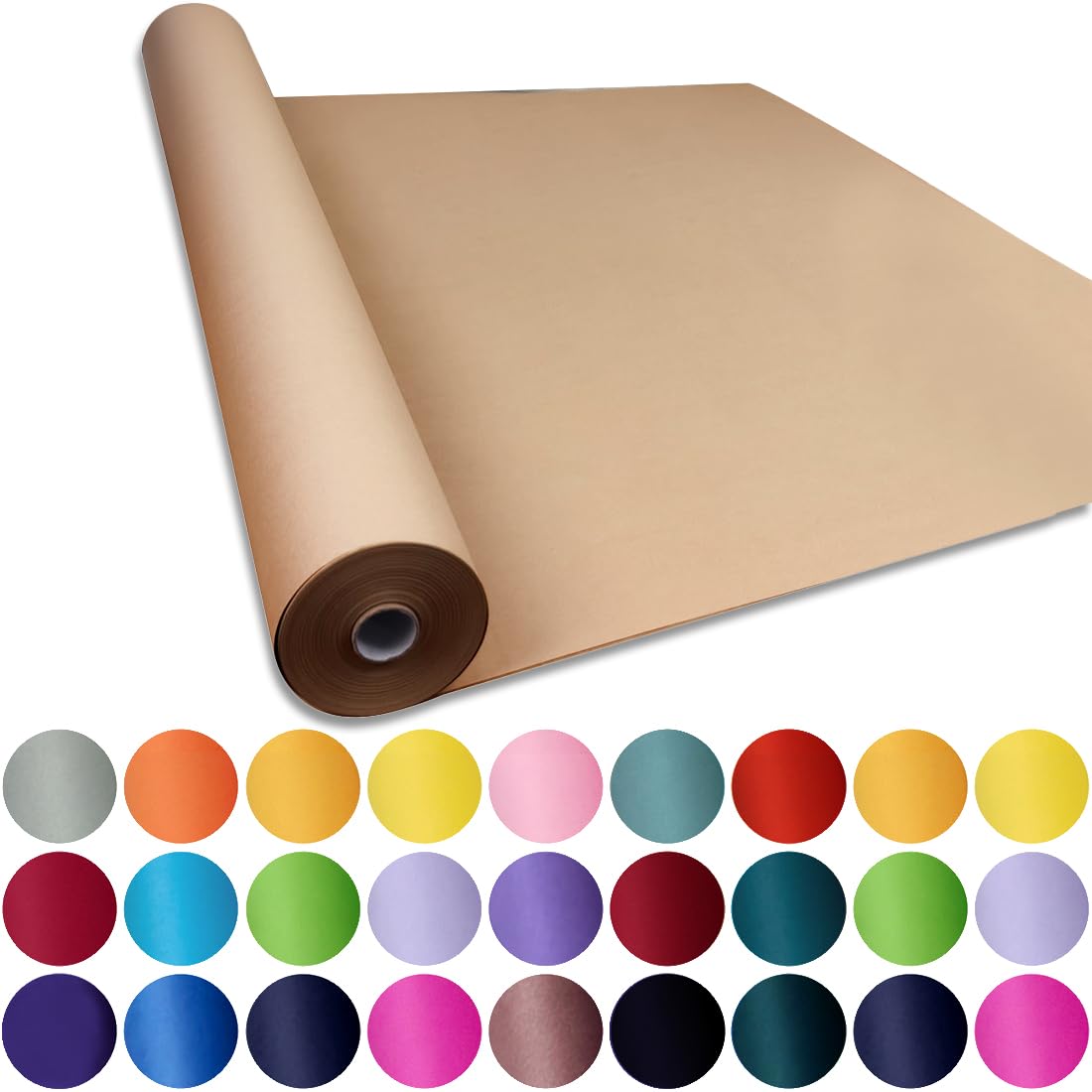 SMART&CASUAL 36" x 2,520" (210') Brown Kraft Craft Paper Roll for Gift Wrapping Bulletin Board Bouquet Flower Kids Art Packing Parcel Table Covering 70GSM 50LB (Brown, 36" x 210')
