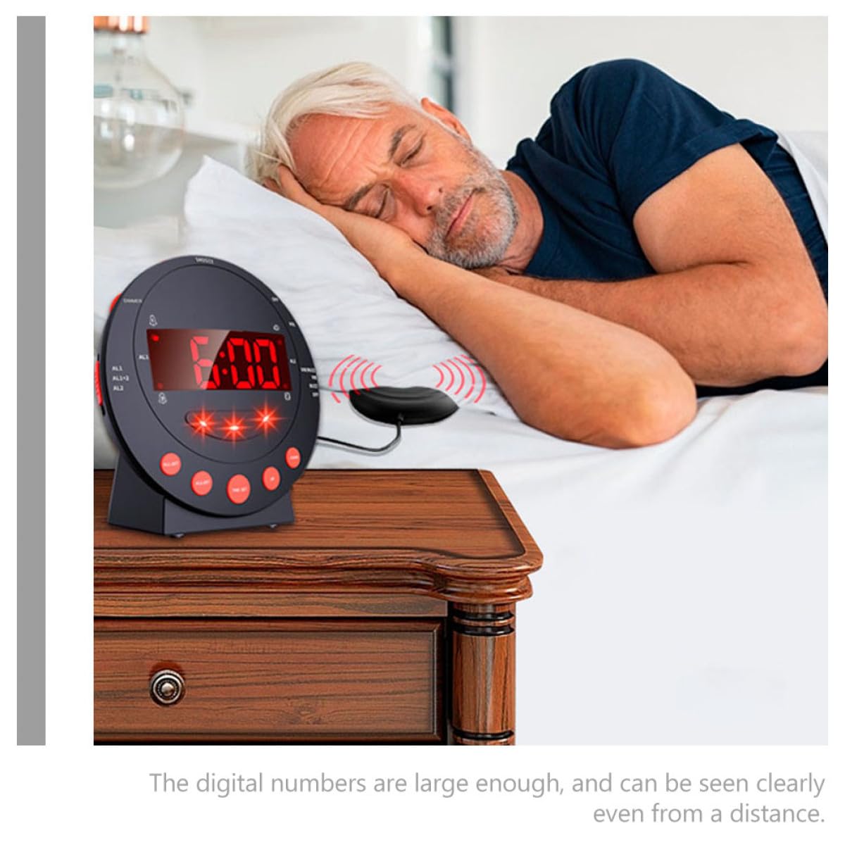 Lurrose Lauter Vibrationswecker mit Starker Bettrüttelfunktion für Hörgeschädigte und Senioren Digital Kunststoff 3 Stück
