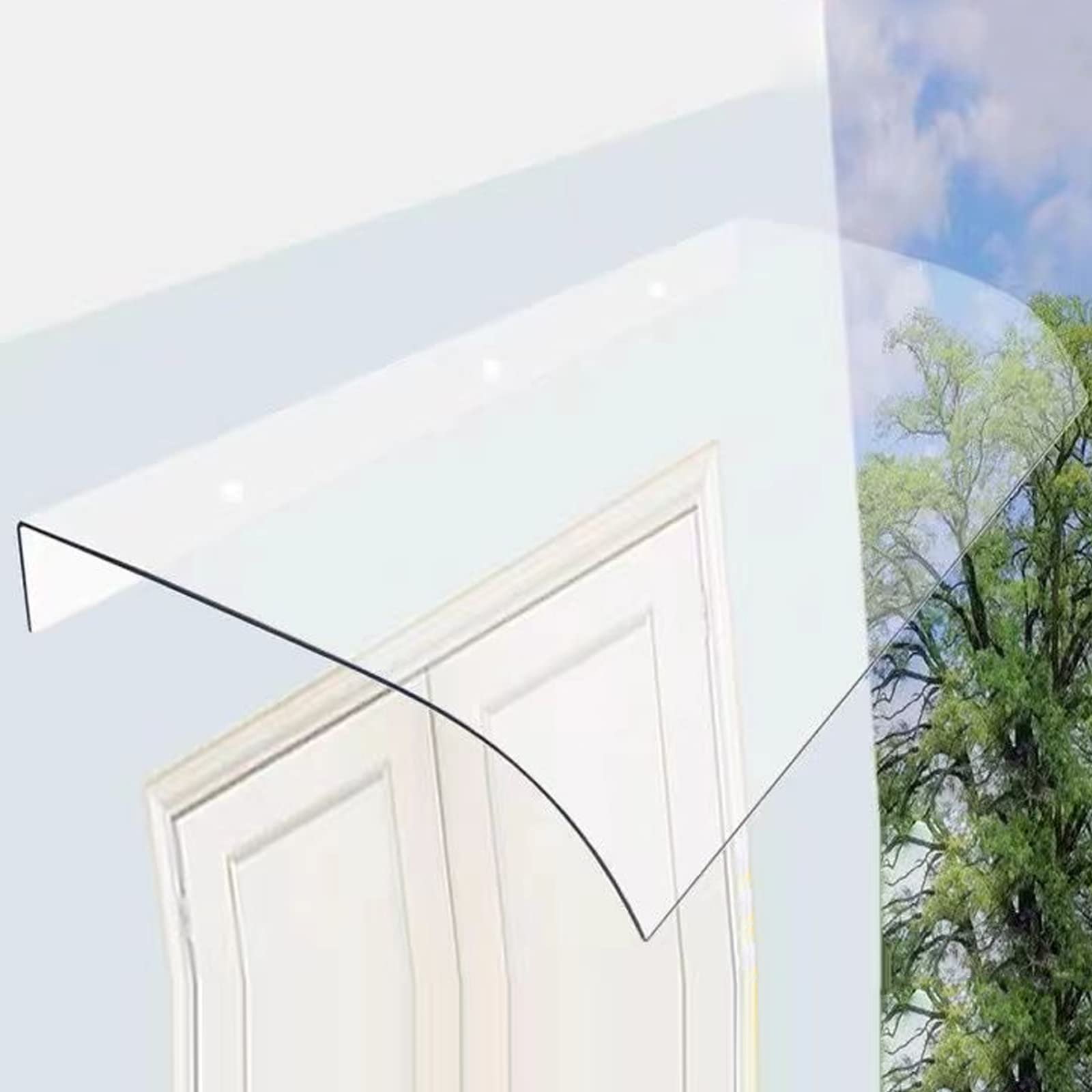 Auvent de porte en polycarbonate transparent - Abri de toit courbé de 120x80 cm pour entrée