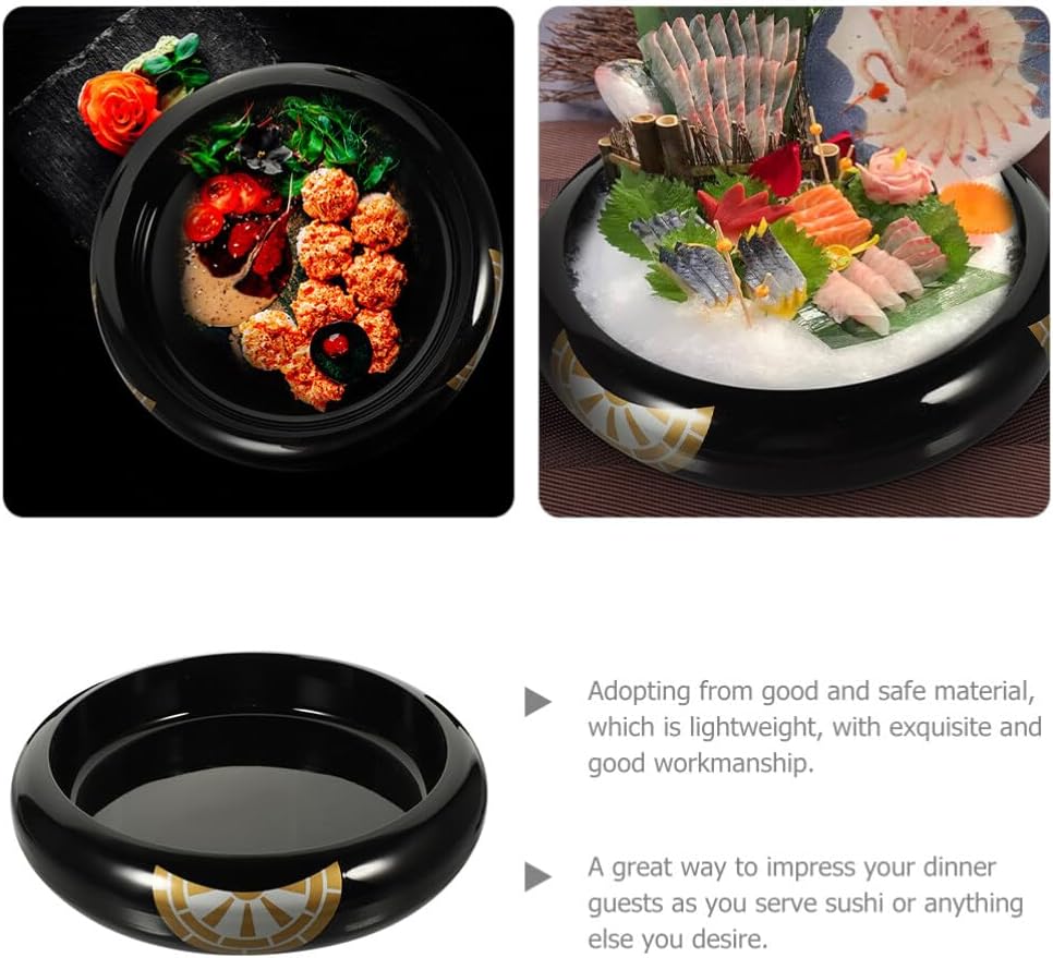Kichvoe 日本のドライアイス 寿司皿 和寿司サービングプレート 刺身大皿 寿司トレイ 寿司 おけボウル 刺身皿 キッチンサービ