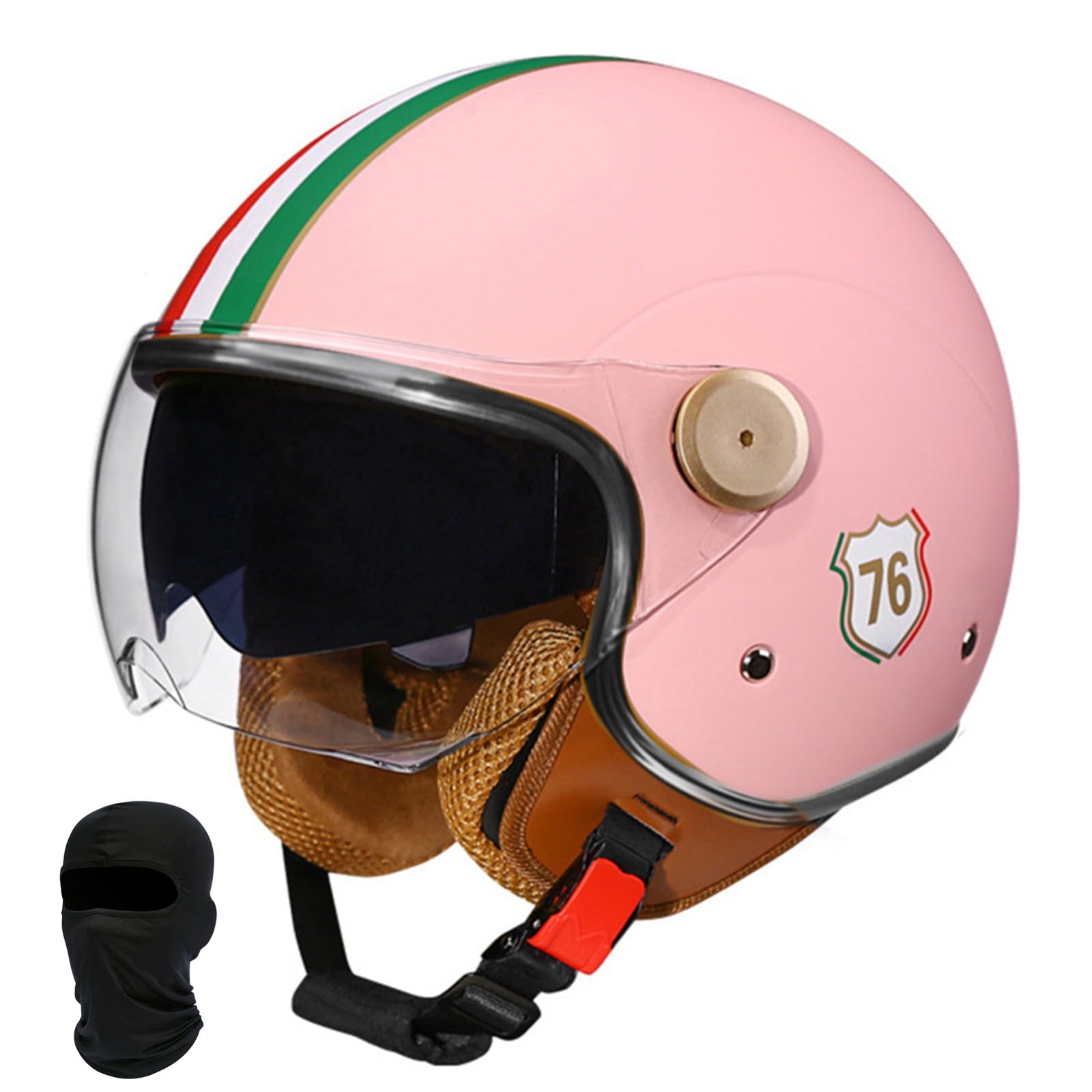 Beyswage Jet Helmet 3/4 Open Face Motorcycle Helmet Vintage With Double Goggles Comfort Lining Earmuffs ECE Certification Crash Helmet Scooter Cycle Bike Chopper Helmet for Adult Men Women