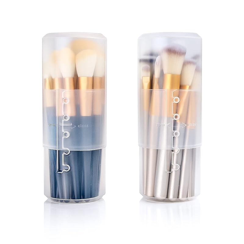 OCHEAL Kit com 2 Porta-Pincéis de Maquiagem Transparentes em Plástico, Ajustáveis