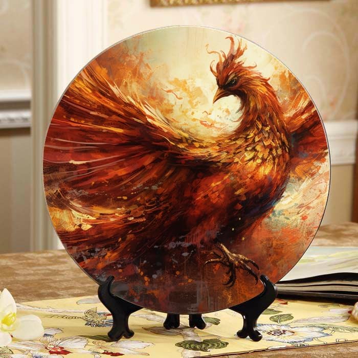 Rainbow 10-inch Ceramic Plate for Wall Display or Tabletop, with Stand & Hook DP-78768084