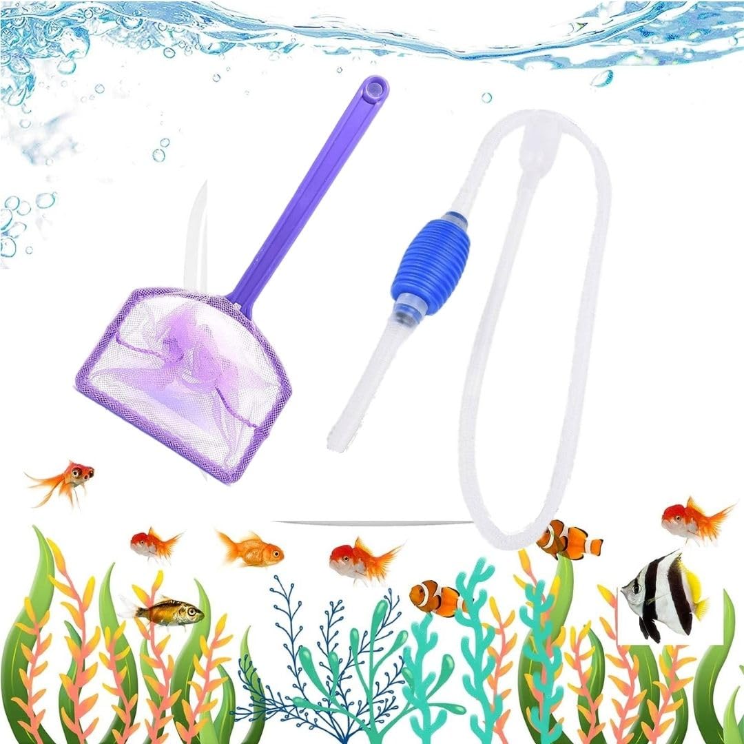 VAYINATO® 2 in 1 Aquarium Fish Tank Water Changing & Gravel Cleaning Syphon and Plastic Small Aquarium Fish Net - 4 Inch (Pack of 2) (B0CDH3WW9F) Amazon Price History, Amazon Price Tracker