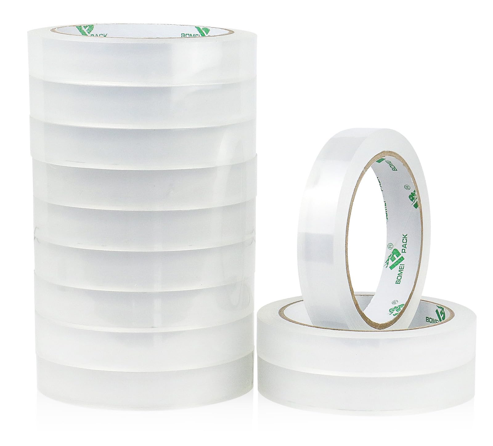 BOMEI PACK 12Rolls Clear Tape Refills for Dispenser, Transparent Gift Wrap Tape 3inch Core for Home, Office and School, 3/4inch x 60yds